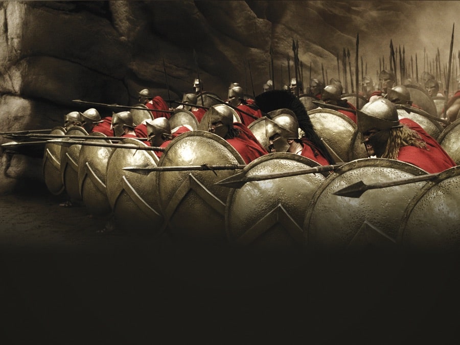 König Leonidas und seine 300 in Formation in dem Film 300